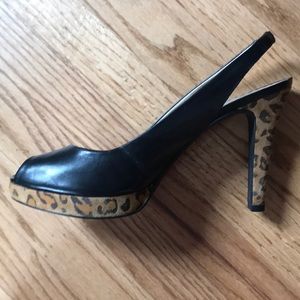 Jessica Simpson peek-toe pumps leopard trim